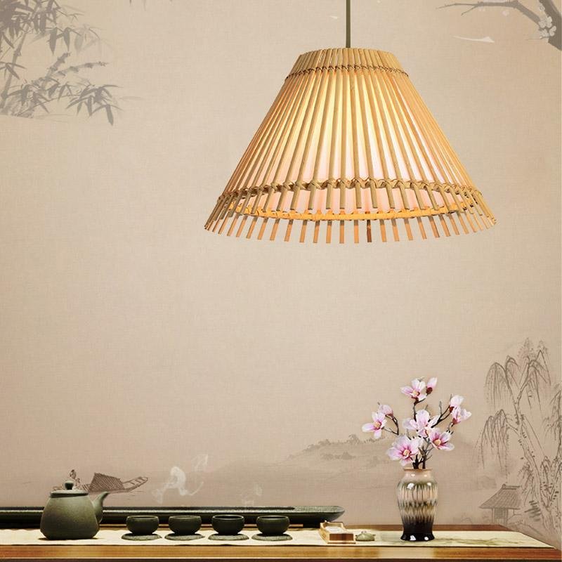 Bamboo Bar Pendant Light — Burlywood Finish, 13" Diameter, E26/E27, Hardwired, 40W Max