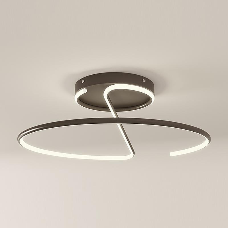 16-Inch Modern LED Semi Flush Mount Ceiling Light with Sleek Wire-Inspired Circular Design