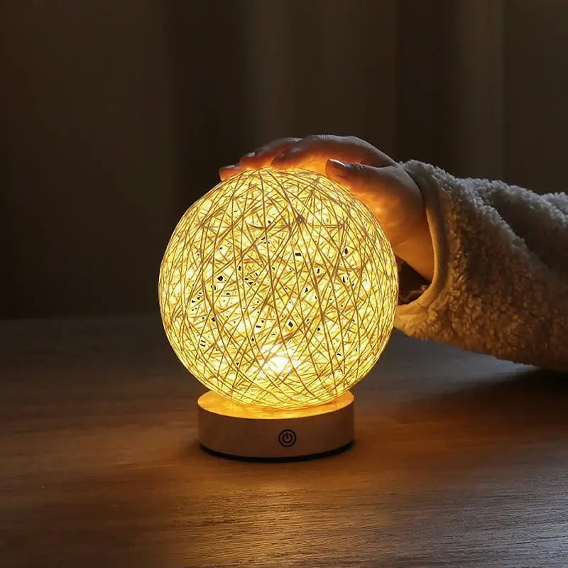 6-Inch LED Table Lamp with Natural Rattan Wicker Shade Luxe