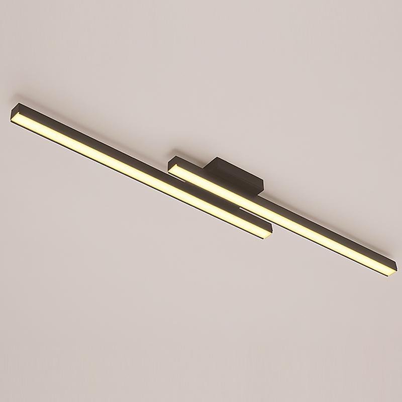 35" Modern Rectangular LED Flush-Mount Ceiling Light — Aluminum & Acrylic, Black, 30W, 3000K / 6000K