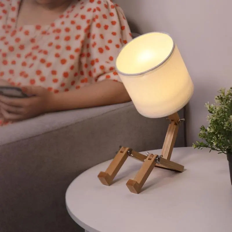 Adjustable Wooden Robot Table Lamp with LED Lighting Luxe