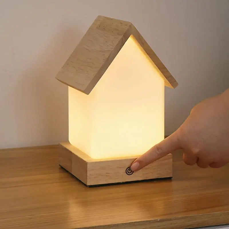 Small Wooden LED House Lamp for Kids and Babies Luxe