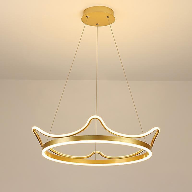 Imperial Crown Chandelier — Aluminum & Iron, LED, 22" Diameter, 3000K–6000K Dimmable, Remote Control