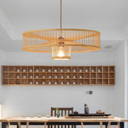 Farmhouse Drum Pendant Light — Bamboo, Burlywood, 20" Diameter, E26/E27, 30W Max