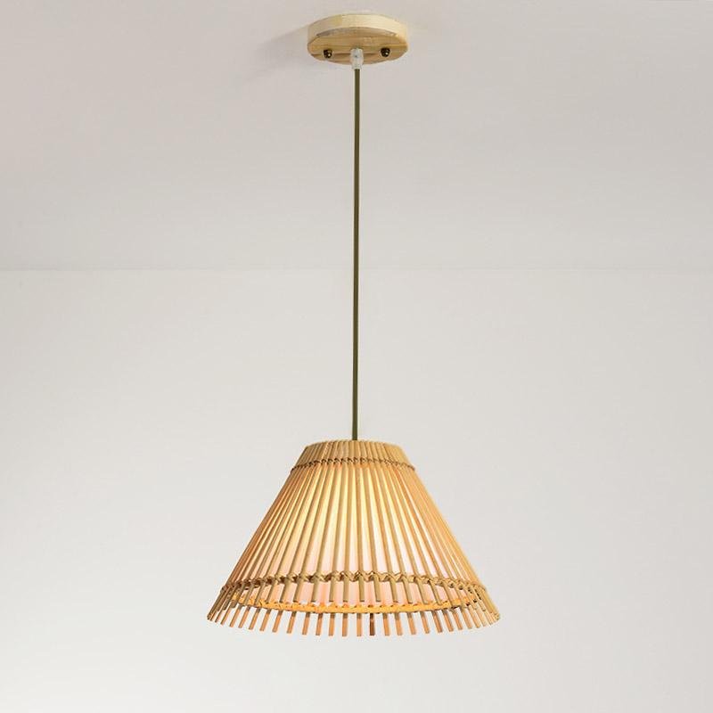Bamboo Bar Pendant Light — Burlywood Finish, 13" Diameter, E26/E27, Hardwired, 40W Max