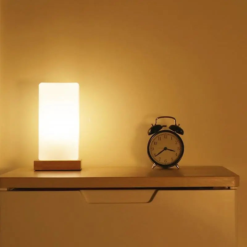 Battery-Operated LED Accent Lamp for Kids - Wooden Cube Design Luxe