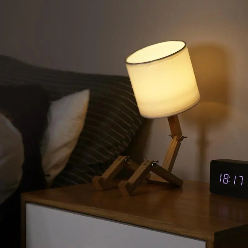 Adjustable Wooden Robot Table Lamp with LED Lighting Luxe