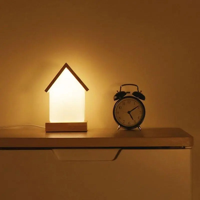 Small Wooden LED House Lamp for Kids and Babies Luxe