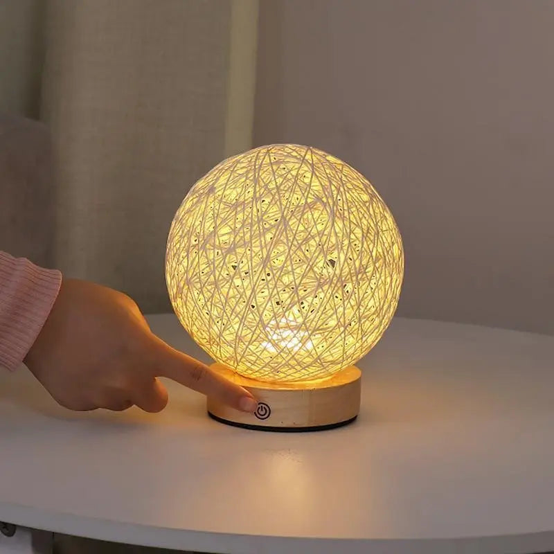 6-Inch LED Table Lamp with Natural Rattan Wicker Shade Luxe
