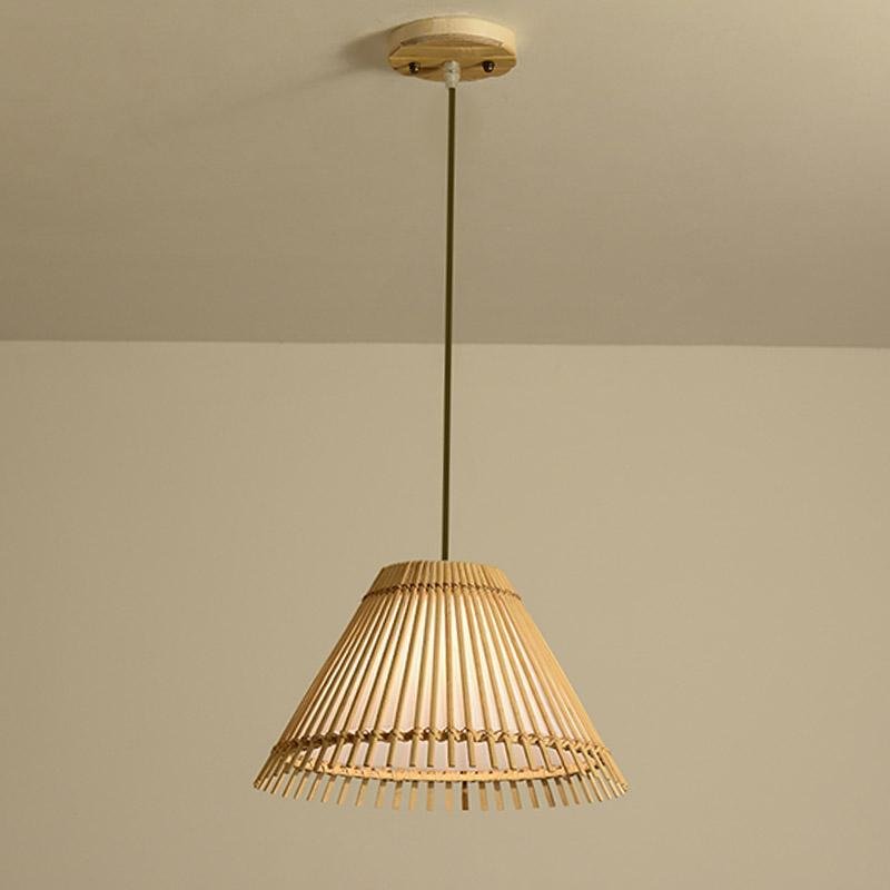Bamboo Bar Pendant Light — Burlywood Finish, 13" Diameter, E26/E27, Hardwired, 40W Max
