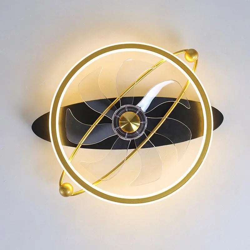 Industrial Gold Flush Mount Ceiling Fans with Remote Control and LED Lighting Luxe