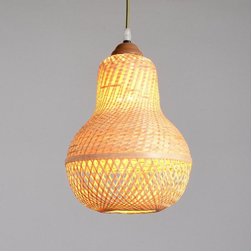 Peach-Inspired Bamboo Pendant Light — Burlywood, E26/E27, 30W Max, 9" / 11" / 15" Diameter