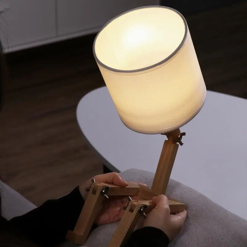 Adjustable Wooden Robot Table Lamp with LED Lighting Luxe
