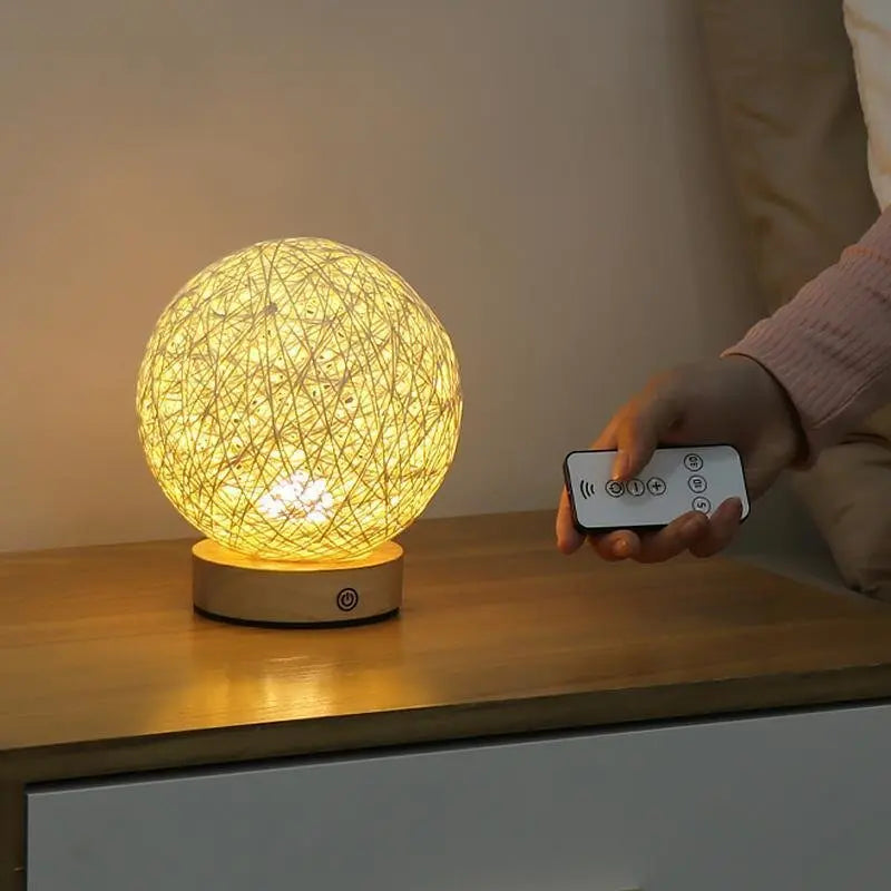 6-Inch LED Table Lamp with Natural Rattan Wicker Shade Luxe