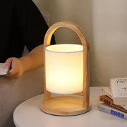 Portable Accent Table Lamp with Battery Operation in Wood Design Luxe
