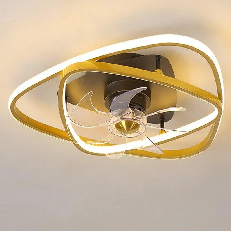 Industrial Gold Flush Mount Ceiling Fans with Remote Control and LED Lighting Luxe