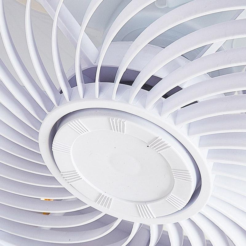 Modern Bladeless Ceiling Fan with Light and Remote in Goldish White, Crown-Shaped Design