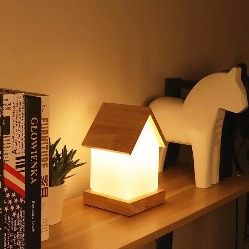 Small Wooden LED House Lamp for Kids and Babies Luxe