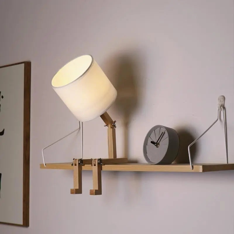 Adjustable Wooden Robot Table Lamp with LED Lighting Luxe