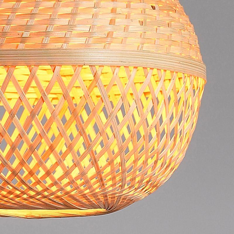 Peach-Inspired Bamboo Pendant Light — Burlywood, E26/E27, 30W Max, 9" / 11" / 15" Diameter
