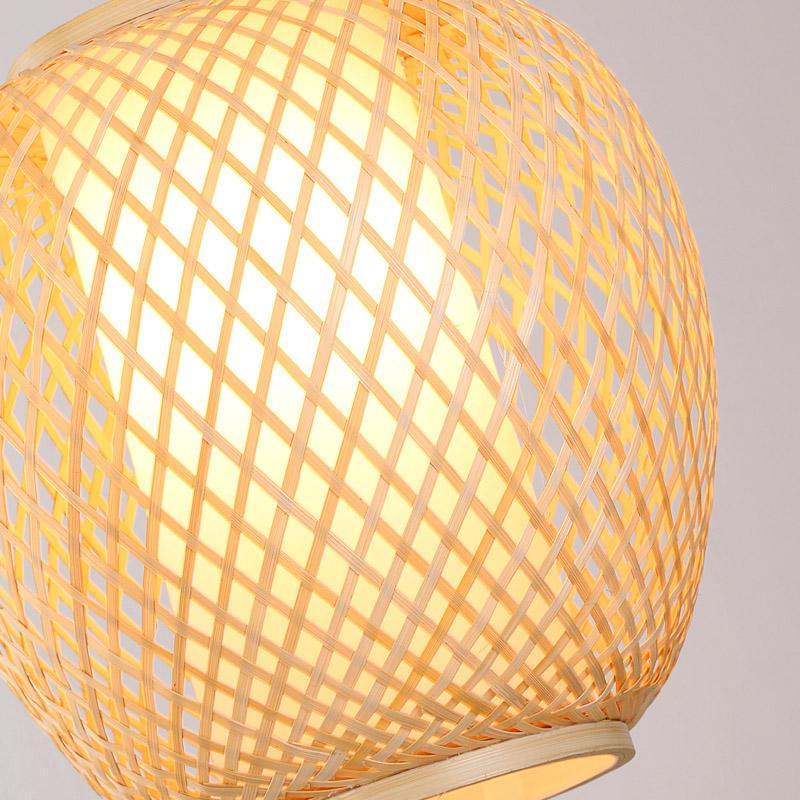 Curvy Oval Bamboo Pendant Light — Farmhouse Dome, E26/E27, 12" Diameter