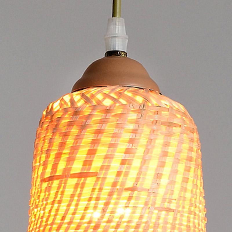 Peach-Inspired Bamboo Pendant Light — Burlywood, E26/E27, 30W Max, 9" / 11" / 15" Diameter