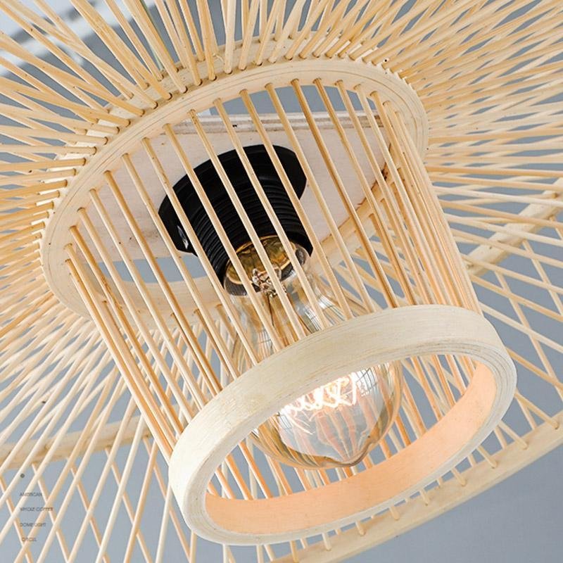 Farmhouse Drum Pendant Light — Bamboo, Burlywood, 20" Diameter, E26/E27, 30W Max