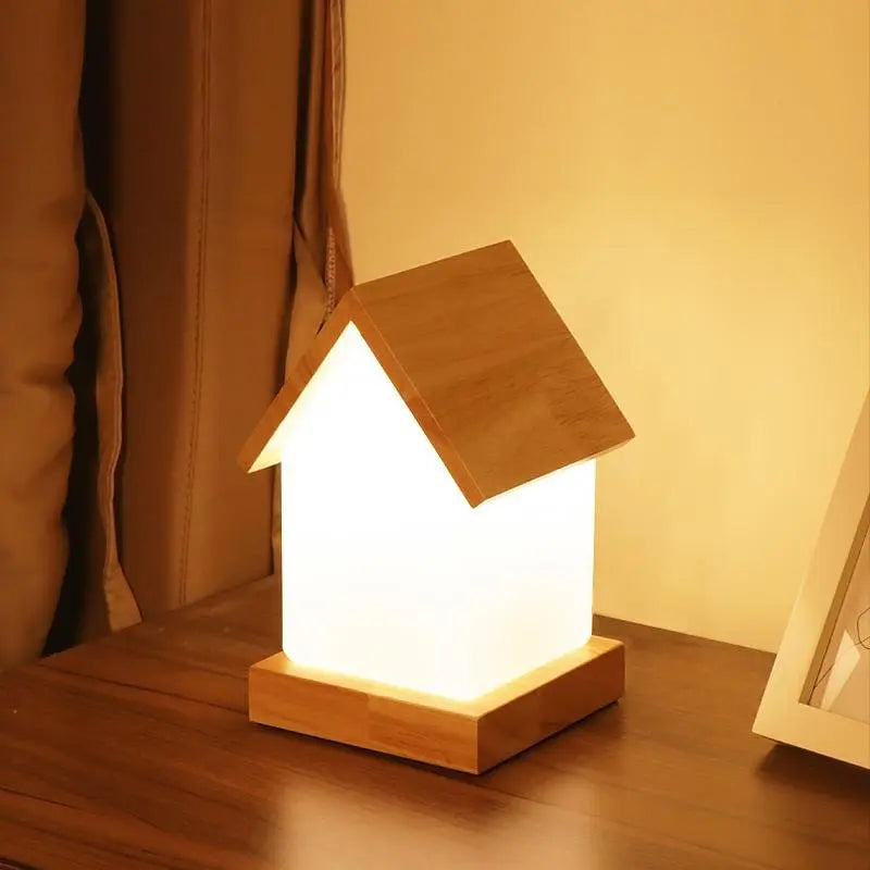 Small Wooden LED House Lamp for Kids and Babies Luxe