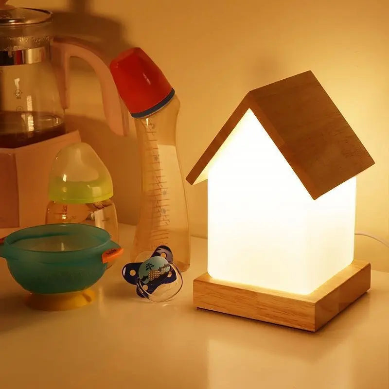 Small Wooden LED House Lamp for Kids and Babies Luxe
