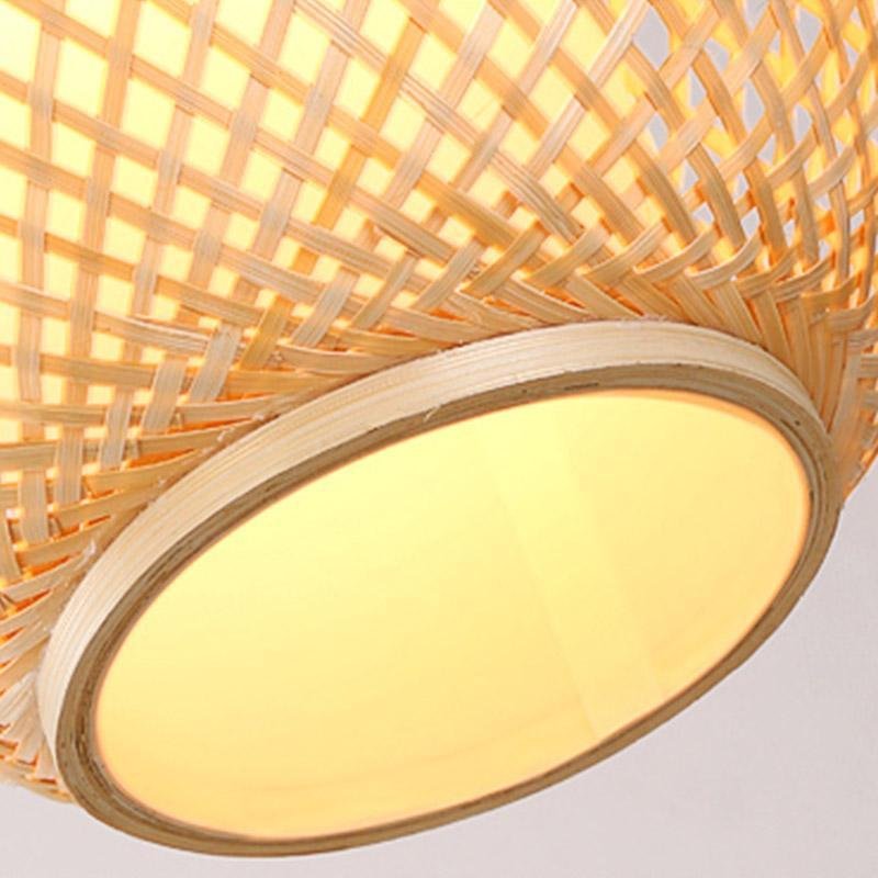 Curvy Oval Bamboo Pendant Light — Farmhouse Dome, E26/E27, 12" Diameter