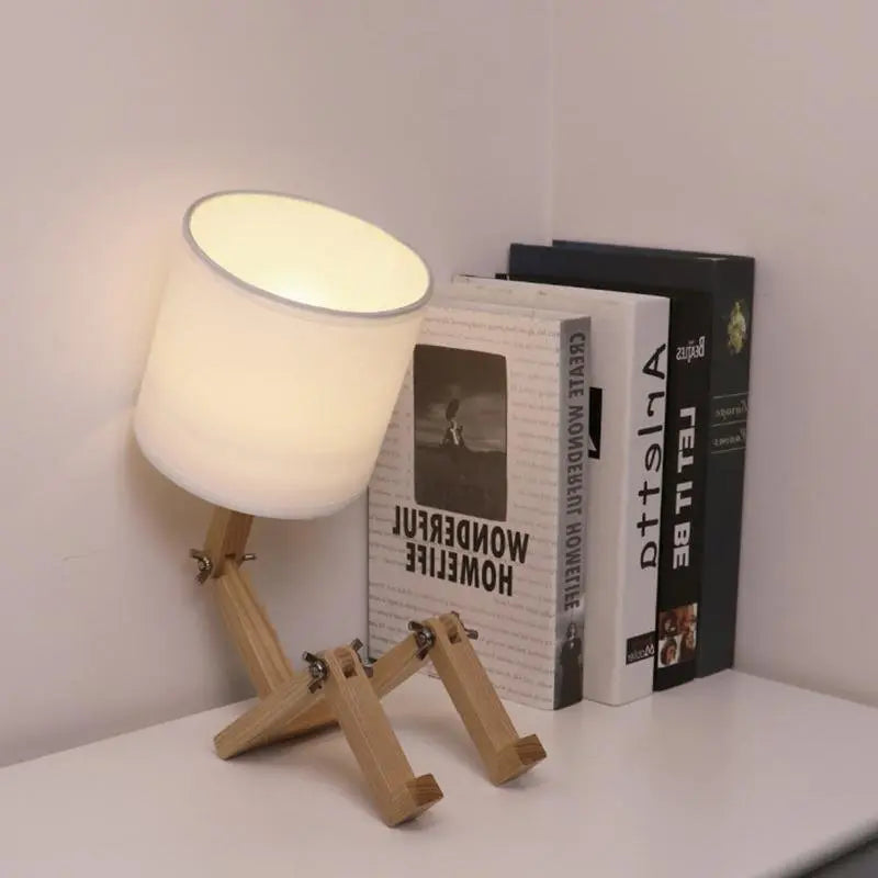 Adjustable Wooden Robot Table Lamp with LED Lighting Luxe