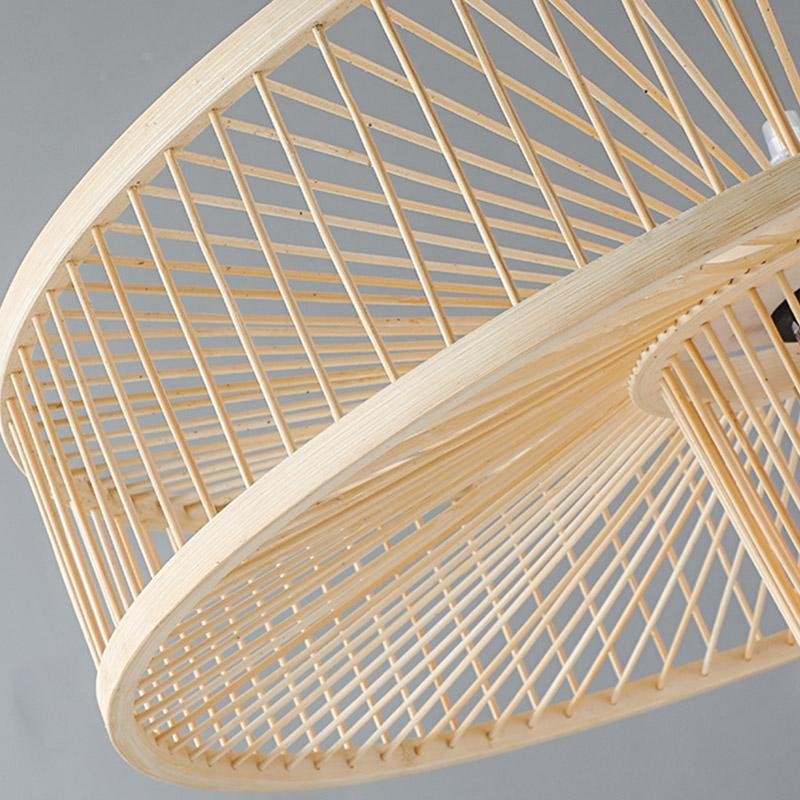 Farmhouse Drum Pendant Light — Bamboo, Burlywood, 20" Diameter, E26/E27, 30W Max