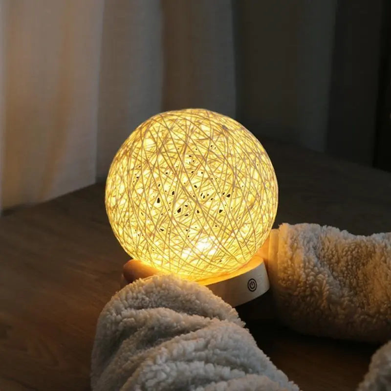 6-Inch LED Table Lamp with Natural Rattan Wicker Shade Luxe