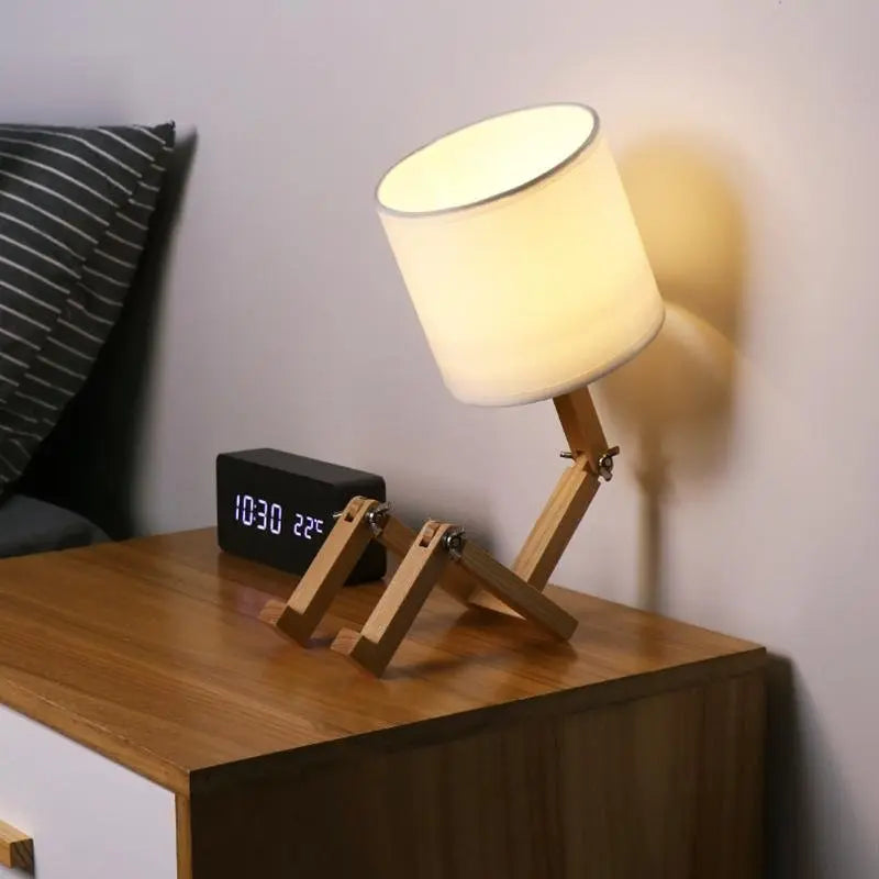 Adjustable Wooden Robot Table Lamp with LED Lighting Luxe