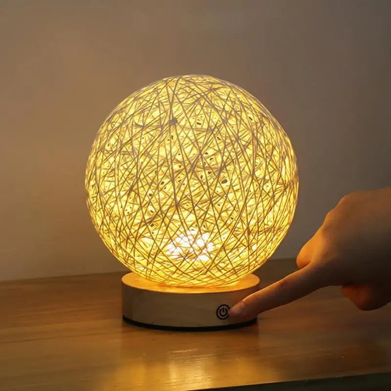 6-Inch LED Table Lamp with Natural Rattan Wicker Shade Luxe