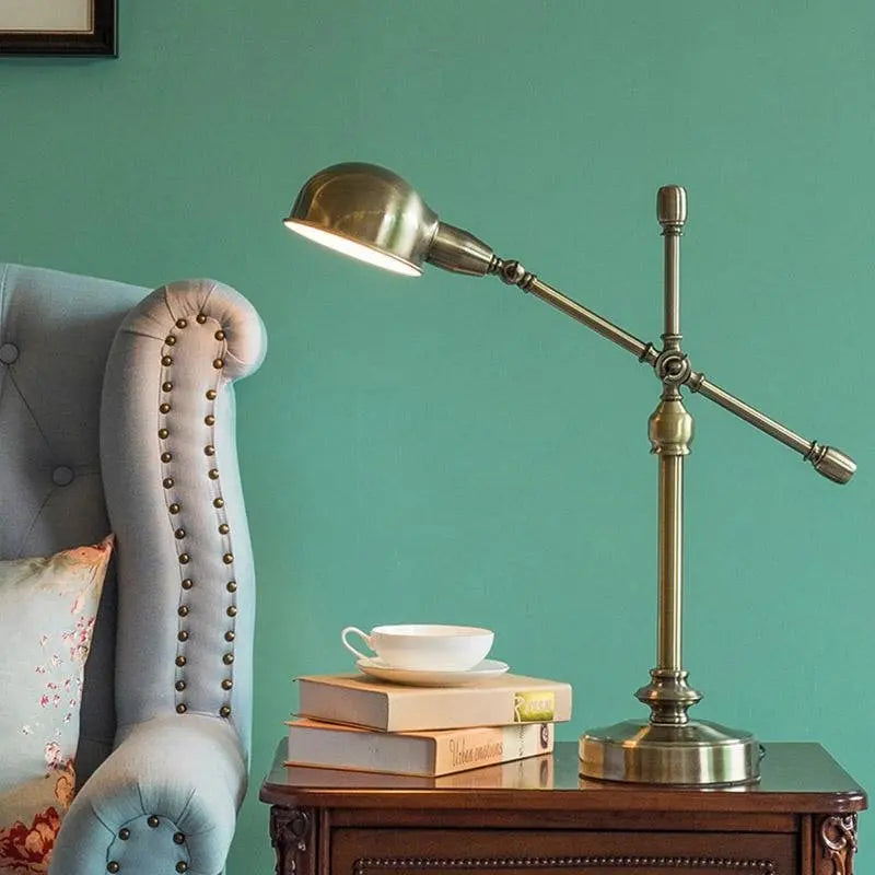 Adjustable Vintage Metallic Dome Desk Lamp with Flexible Arm for Home Office and Study Luxe