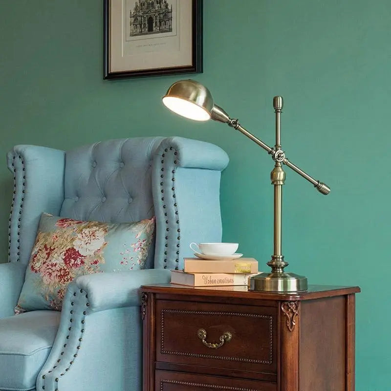 Adjustable Vintage Metallic Dome Desk Lamp with Flexible Arm for Home Office and Study Luxe