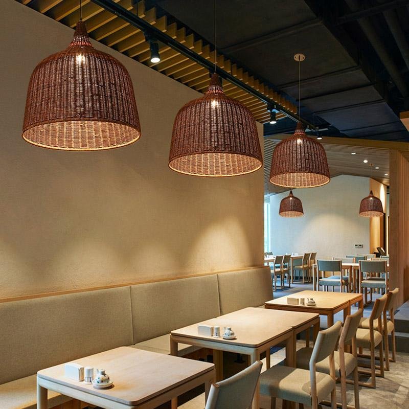 Bell-Shape Rustic Rattan Pendant Light — Hardwired, 70W, Available in 14", 18", or 25"