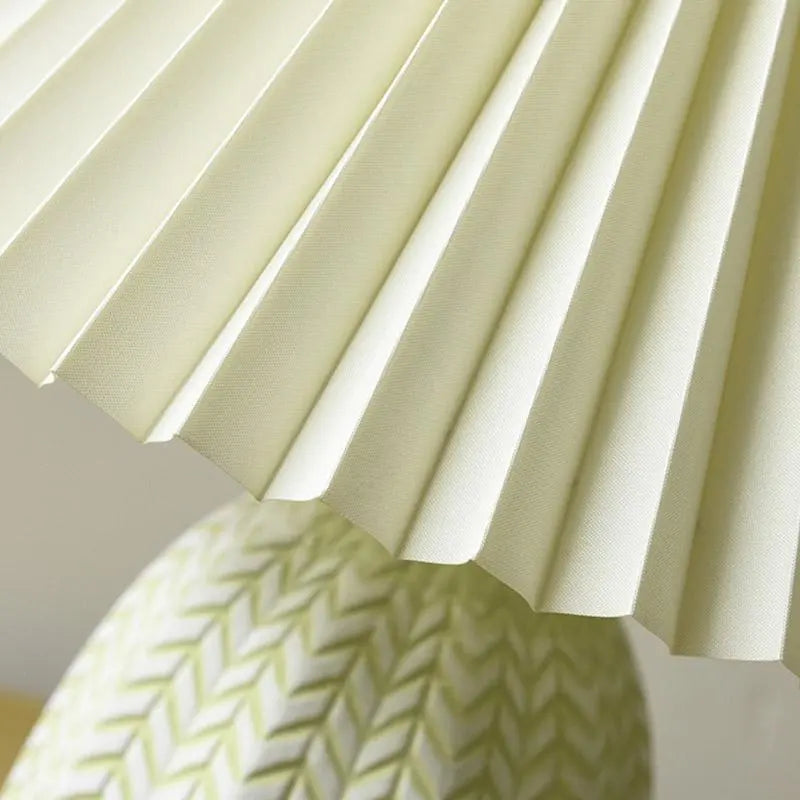 Vintage Ceramic Table Lamp with Tapered Pleated Linen Shade – 1-Light Design Luxe