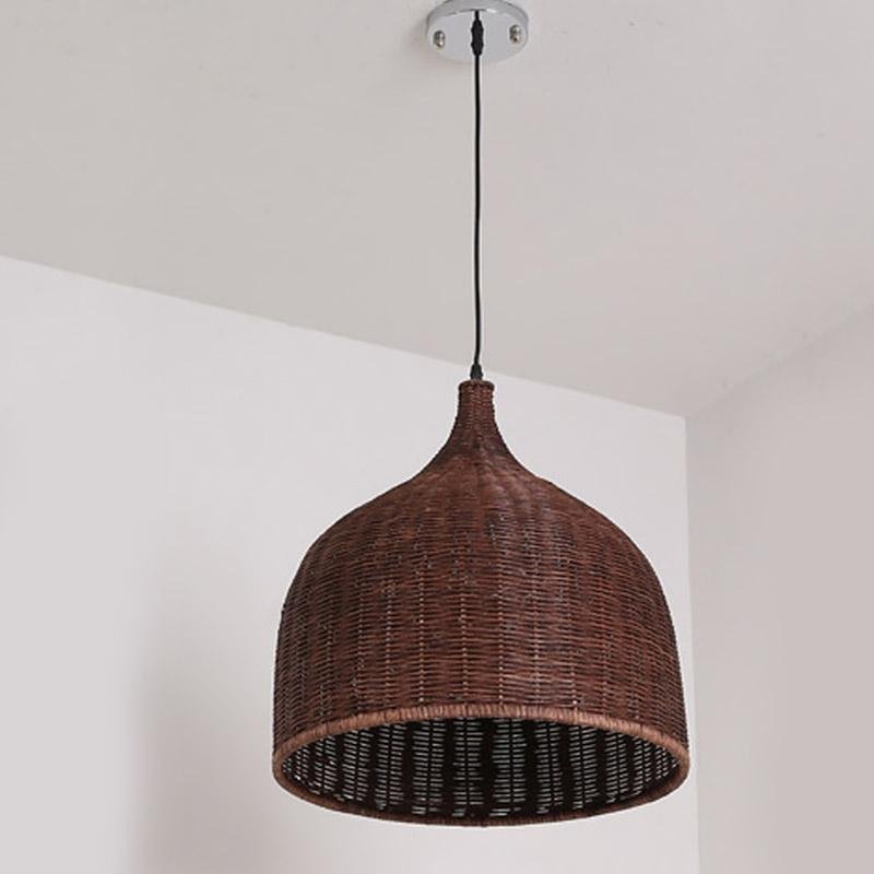 Bell-Shape Rustic Rattan Pendant Light — Hardwired, 70W, Available in 14", 18", or 25"
