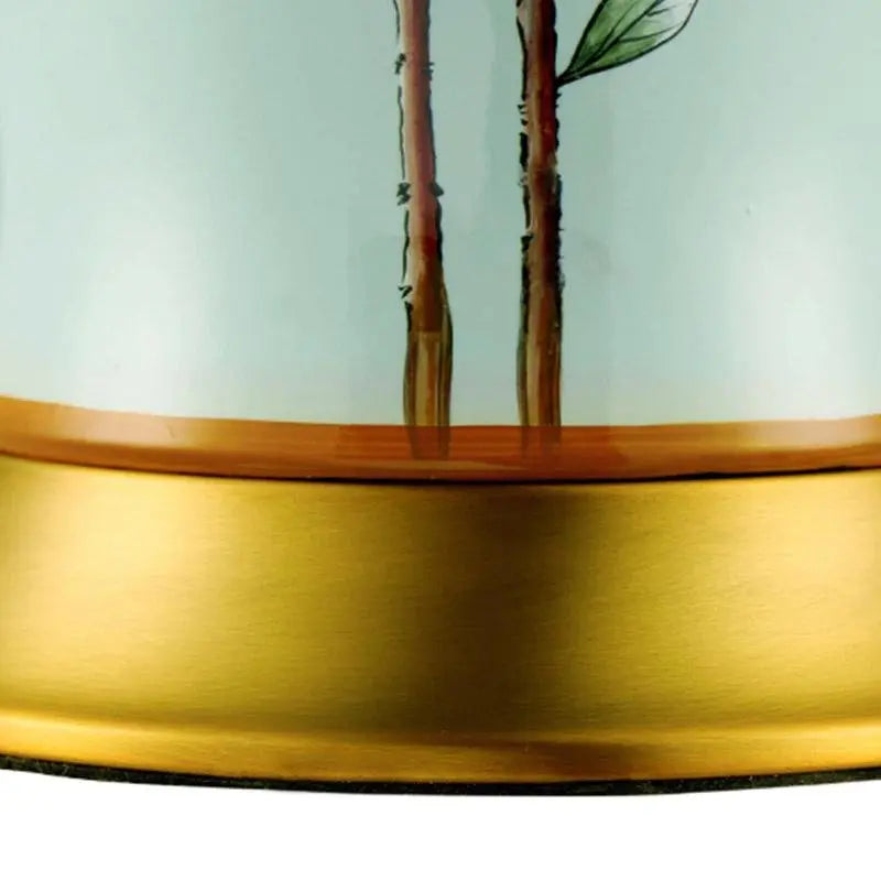 23-Inch Porcelain Table Lamp with Vivid Oriental Branches and Birds Design Luxe