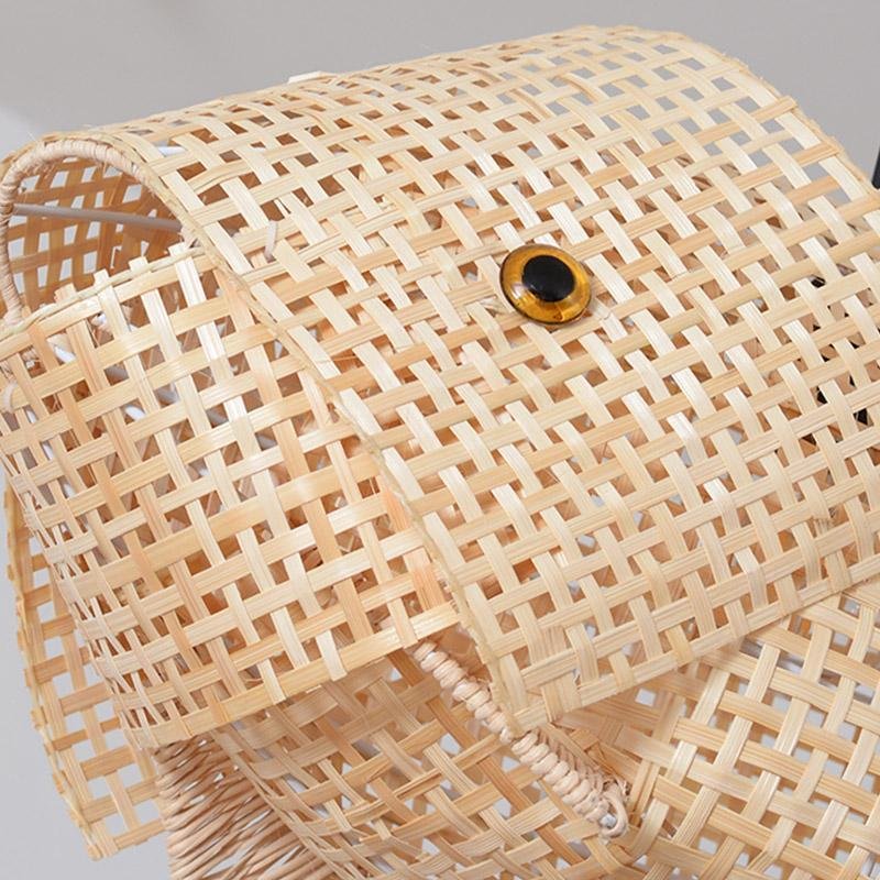 Fish-Shape Farmhouse Pendant Light — Bamboo, 26" Wide, Adjustable 48" Cord, LED