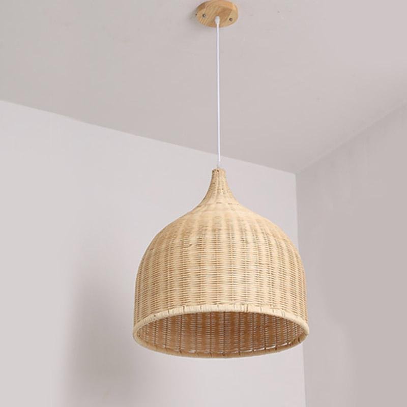 Bell-Shape Rustic Rattan Pendant Light — Hardwired, 70W, Available in 14", 18", or 25"