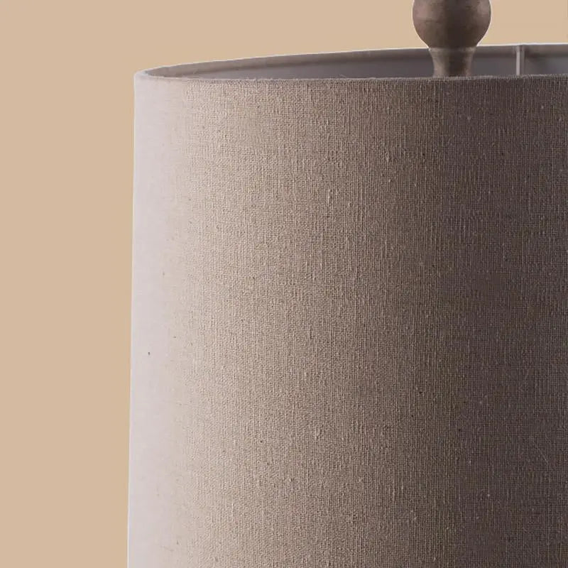 Stone Table Lamp with Rustic Oatmeal Fabric Shade and Rope Accent Luxe