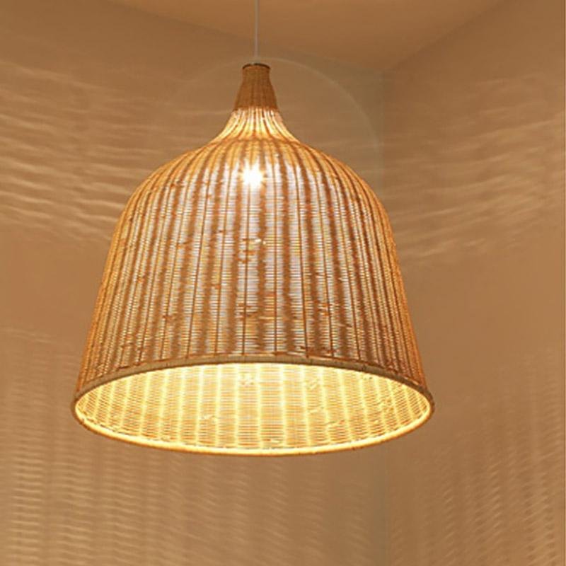 Bell-Shape Rustic Rattan Pendant Light — Hardwired, 70W, Available in 14", 18", or 25"