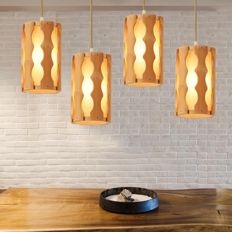 Rustic Bamboo Multi-Light Pendant — Squiggly Light Gaps, E26/E27, 14" Dia × 20" H, Adjustable Cable