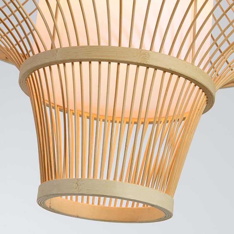 Twin-Cone Farmhouse Pendant Light — Bamboo, Burlywood, 19" Diameter, E26/E27, 40W Max