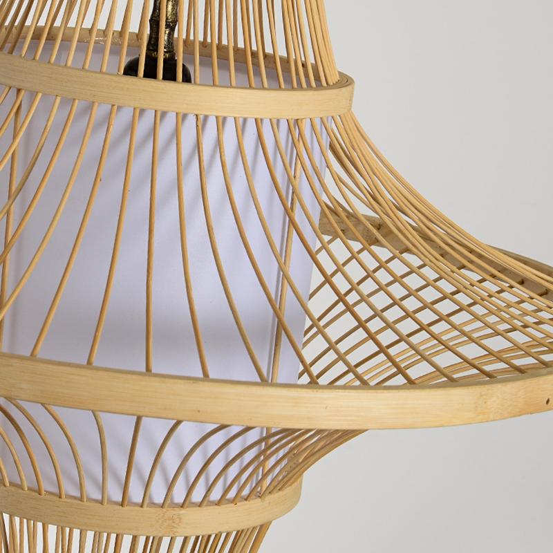 Twin-Cone Farmhouse Pendant Light — Bamboo, Burlywood, 19" Diameter, E26/E27, 40W Max