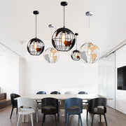 8" Globe World Map Pendant Light — Metal, Retro, 1-Light E26/E27, 60W, 39" Adjustable Cord