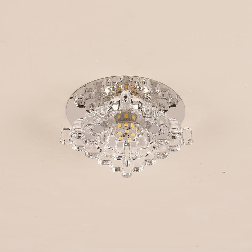 Geometric Crystal Flush-Mount Chandelier — Metal, LED, 7W, 4" Diameter